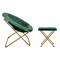 Emma and Oliver Ersa Oversize Folding Saucer Moon Chair and Ottoman for Dorm and Bedroom with Steel Frames